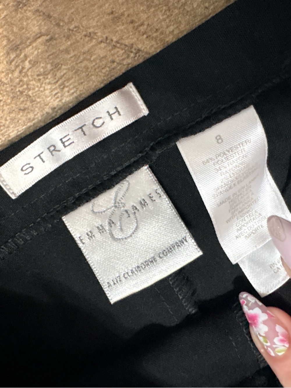 Liz Claiborne Emma James Black Embroidered Ankle Pants Size 8 | Pull-On Career - Picture 2 of 7